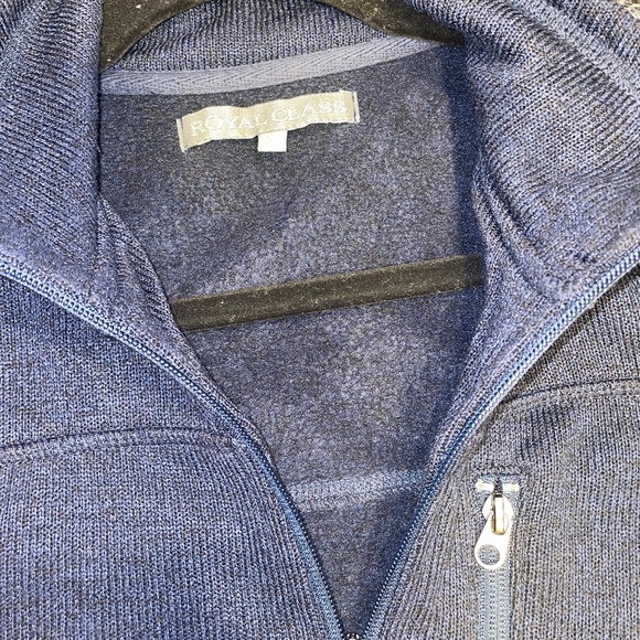Men's collared quarter zip blue sweatshirt XL by Royal Class in Exc Condition - Picture 5 of 10
